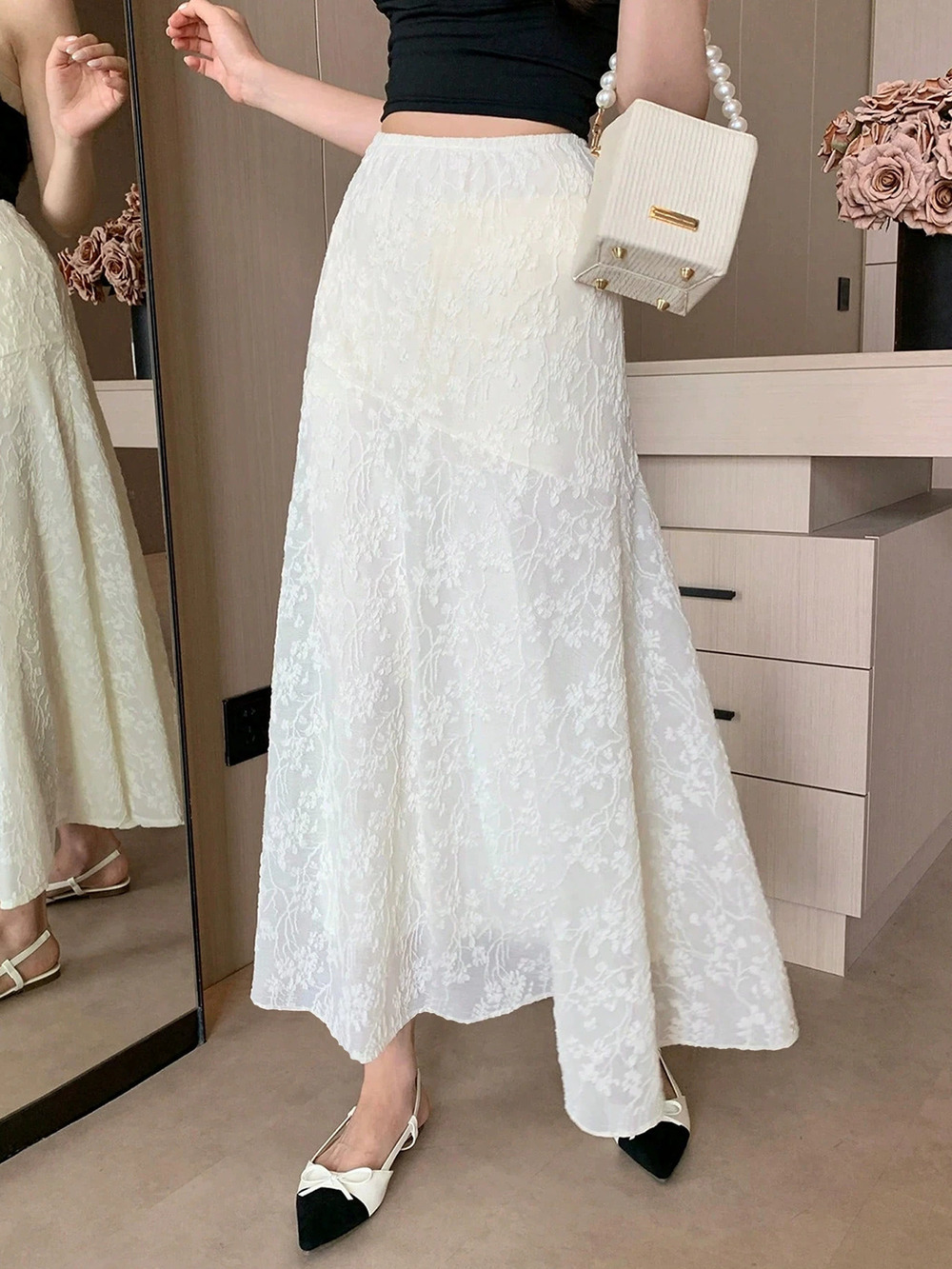 Zara Autumn Lace Crochet Slim Fit Skirt